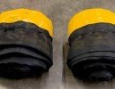 inflatable turbidity curtains rolled for storage
