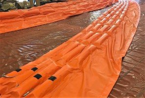 turbidity curtains being fabricated